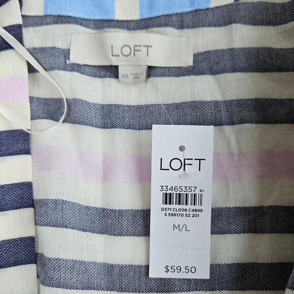 New LOFT Sunset Stripe Wrap Ruana Kimono Summer Layering Size M/L Lightweight - Picture 7 of 13